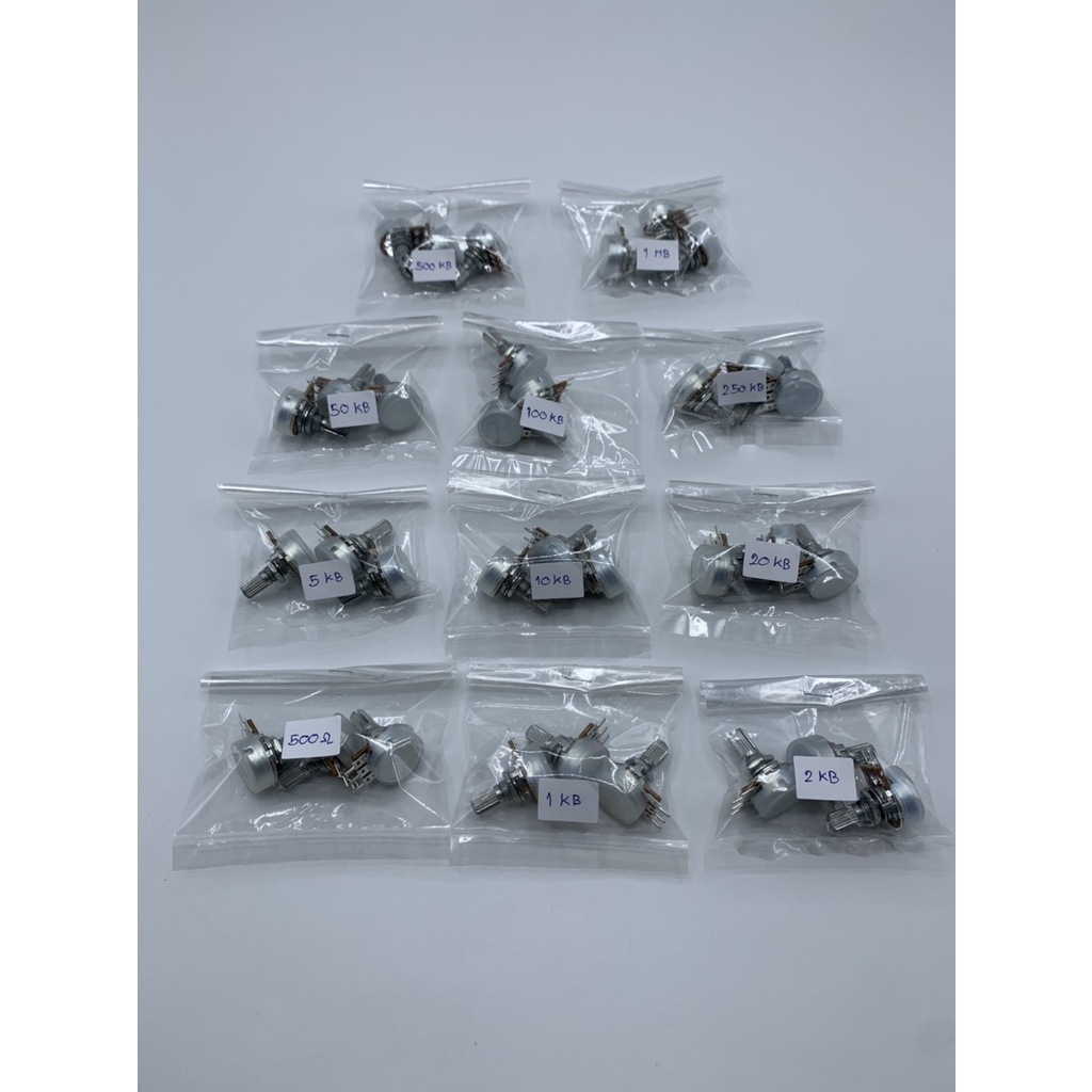 วอลลุ่ม1ชั้น 3ขาแกนสั้น17มิล (ค่าเดียวกันแพ็ค3ตัว)500โอห์ม,1KB,2KB,5KB,10KB, 20KB,50KB,100KB,250KB,5