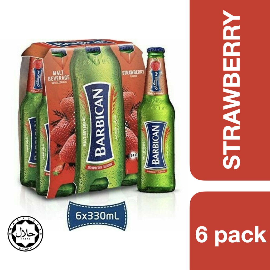 Barbican Malt Beverage Strawberry Flavour 330ml x 6 ++  บาร์บิคาน เครื่องดื่มมอลต์สกัด  รสสตรอเบอร์รี่ ขนาด 330ml x 6