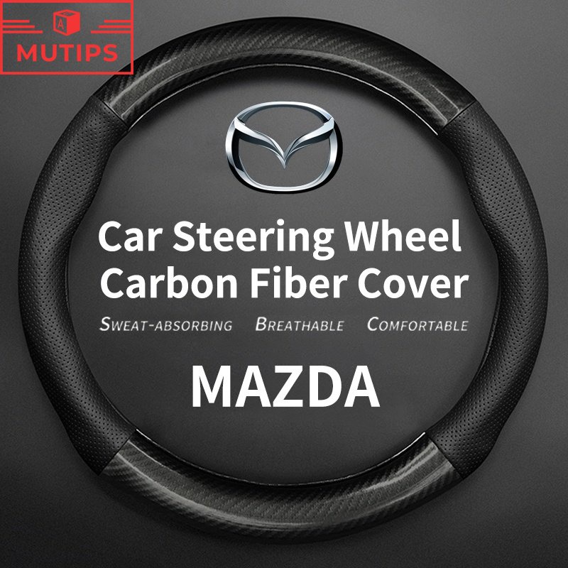Mazda คาร์บอนไฟเบอร์ ปลอกหนังหุ้ม พวงมาลัยรถยนต์ 2 3 CX5 CX30 CX8 CX3 2 6 5 bl gh gp