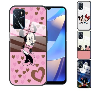 OPPO A16 A5 2020 A9 A53 A33 A53S A12 AX7 A31 A91 A52 A72 A92 A15S A15 OPPO A54 A74 5G A94 4G A92S Mini Mickey Mouse Tempered Glass Cover Anti-Scratch Phone Case