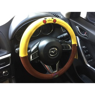 ลิขสิทธิ์แท้ โปเกมอน หุ้มพวงมาลัยรถยนต์ ทำจากผ้า สีเหลืองน้ำตาล Pokemon Car Steering Wheel Cover Fabric