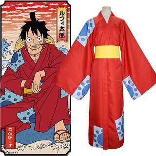 One Piece Red ชุดคอสเพลย์ ชุดกิโมโน วันพีช ลูฟี่ วาโน คันทรี อาร์ค เครื่องแต่งกายคอสเพลย์