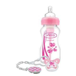 Dr.Browns : DRBWB91306-INTLX ขวดนมWide-Neck "Options" Bottle + Soother Gift Set - Pink(Pink)