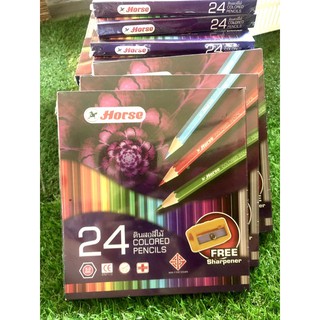 สีไม้ 24สี ตราม้า แถมฟรี กบเหลา