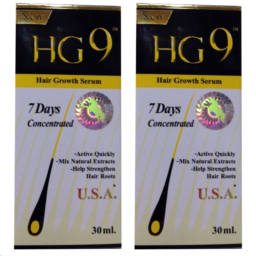 (แพคเกจใหม่) HG9 Hair Growth Serum , HS9 เซรั่มแก้ผมร่วง ผมบาง 30ml. (2 ขวด)