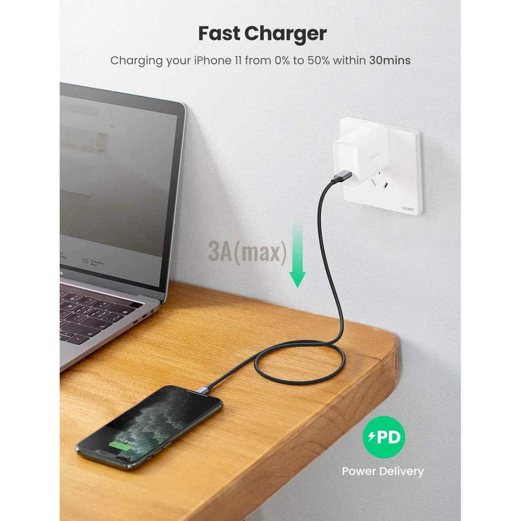 UGREEN รุ่น US304 USB C to Lightning MFI Fast Charging 3A PD 20W Cable Charge & Sync สายชาร์จ สำหรับ iPhone 12 13 14 thumbnail 5
