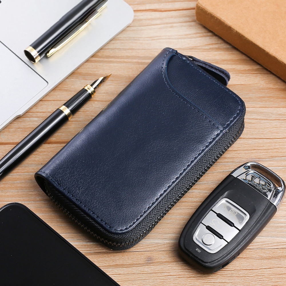 House Keeper Key Wallet Cow Leather Key Ring Credit Card Holder Large Capacity Unisex Key Bag