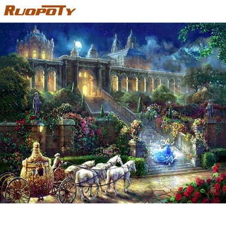 Ruopoty ภาพจิตรกรรมอะคริลิค ไม่มีหิมะกลางคืน ตามตัวเลข สไตล์โมเดิร์น ขนาด 40x50 ซม. สําหรับตกแต่งบ้าน DIY