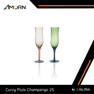 JJGLASS - ( AMORN )  Curvy Flute Champange 25  - แก้วขา แก้วแฮนด์เมท