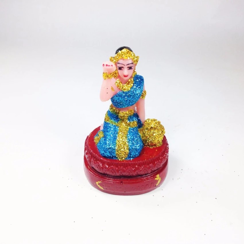 JMT นางกวัก เล็ก สีฟ้าแต่งกากเพชร