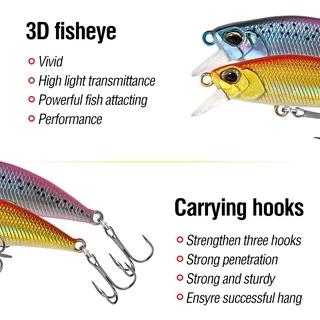 Tokushima เหยื่อตกปลาพลาสติก 3D 35 สี 5 กรัม 5 ซม. 1 ชิ้น พร้อมตะขอ 2 ชิ้น