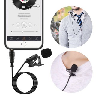 Lapel Lavalier ไมค์ ไมค์ไลฟ์สด ไมค์อัดเสียง ไมค์โทรศัพท์ ใช้กับ มือถือ ได้ทันที Mini Clip-on Microphone for Smartphon