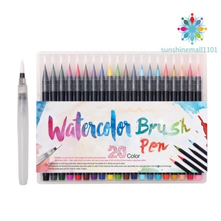 SM01 20 Color Pen Brush Set Premium Painting Soft Tip Markers Refillable Watercolor Art Pens