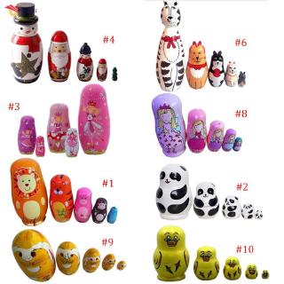 5-Nesting Cute Wooden Nesting Dolls Matryoshka Animal Russian Doll Christmas Gift