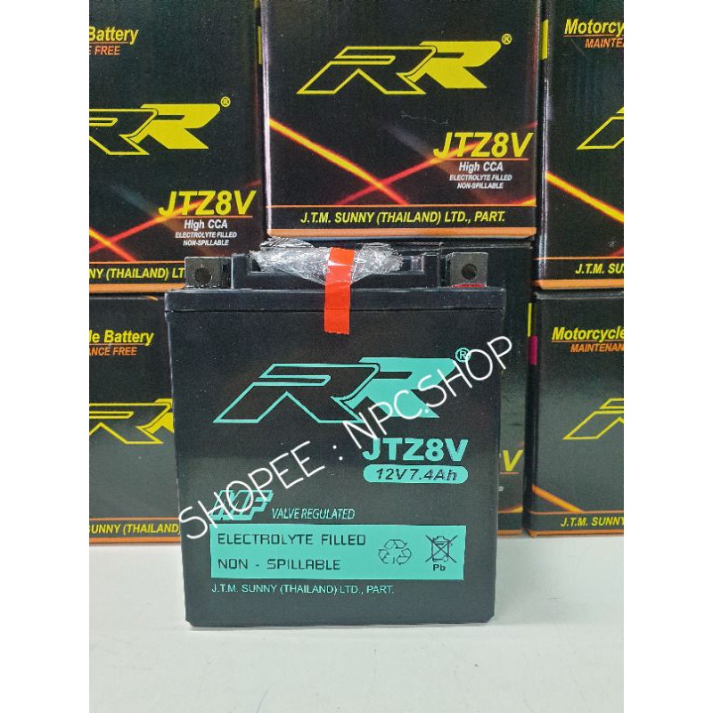 BATTERY RR JTZ8V,Z8 ,XMax300,แบตเตอรี่แห้ง 12V7.4Ah ราคา ถูกที่สุด ดีลบีเคเค แกลเลอรีภาพที่ 2
