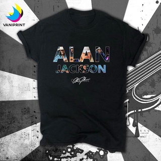 ผ้าฝ้ายคอกลมสติกเกอร์โลโก้อัลบั้ม Alan Jacksonfrom S-4XL