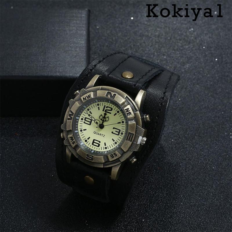 [kokiya1] นาฬิกาข้อมือสายหนัง สีดํา สไตล์วินเทจ สําหรับผู้ชาย ราคา ถูกที่สุด ดีลบีเคเค แกลเลอรีภาพที่ 5