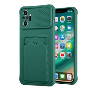 Push Pull Card Slot Case Xiaomi Redmi Note 10 Pro Max 10S 9 9S 8 Power 2021 Shockproof Soft Camera Lens Cover