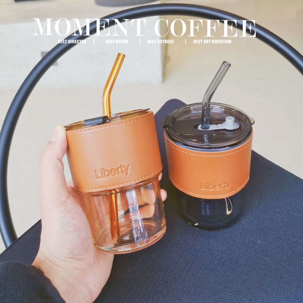 พร้อมส่ง แก้วกาแฟ พร้อมหลอด450ml