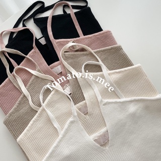 เสื้อกล้ามไหมพรมสายเดี่ยว เสื้อไหมพรมทรงคอวี ผ้านุ่มนิ่มมาก ใส่สบาย ไม่ย้วย พร้อมส่ง 5 สี !!! (Y23)