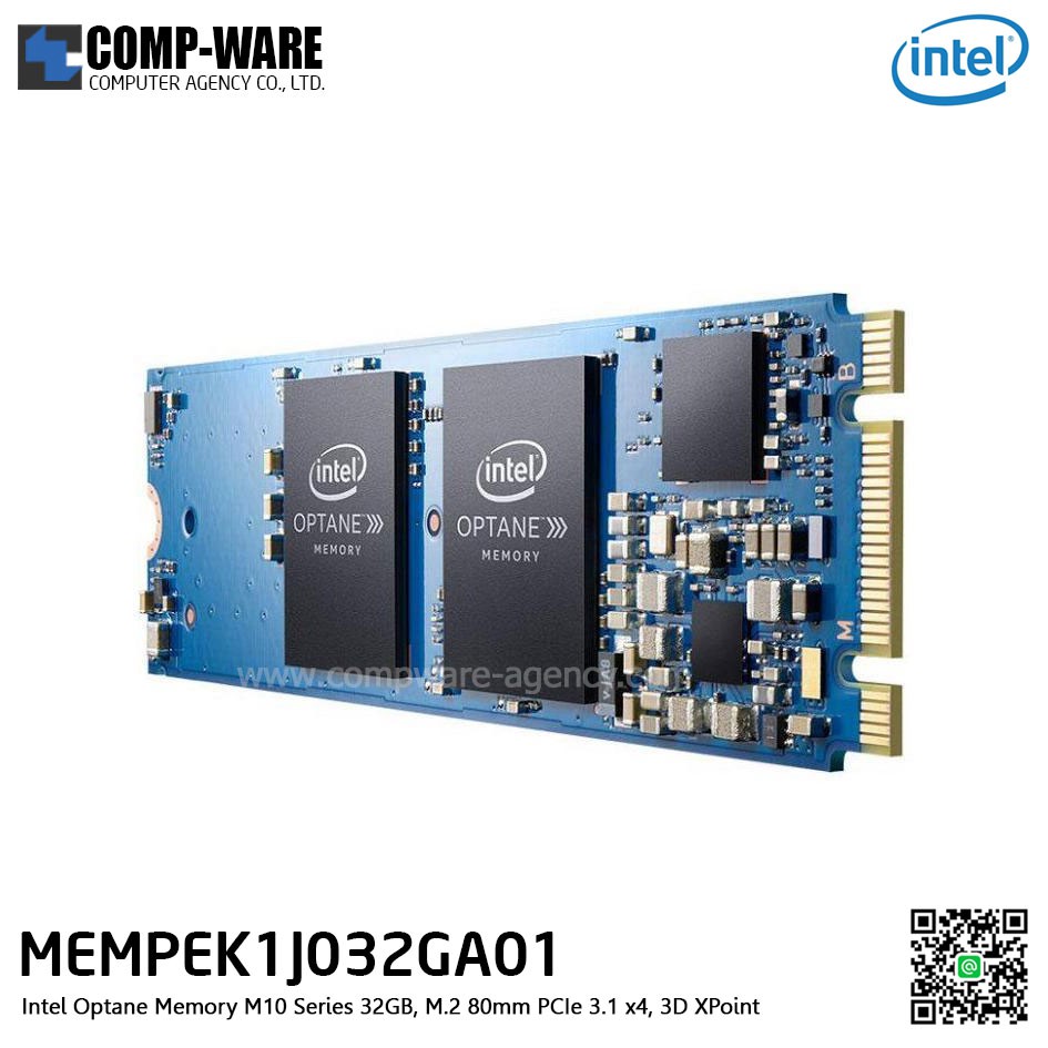 Intel Optane Memory M10 Series (32GB, M.2 80mm PCIe 3.1 x4, 3D XPoint) - MEMPEK1J032GA01 รับประกัน 5 ปี