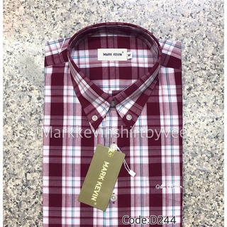 เสื้อเชิ้ตลายสก๊อต สีแดง red wine แขนยาวนะคะ