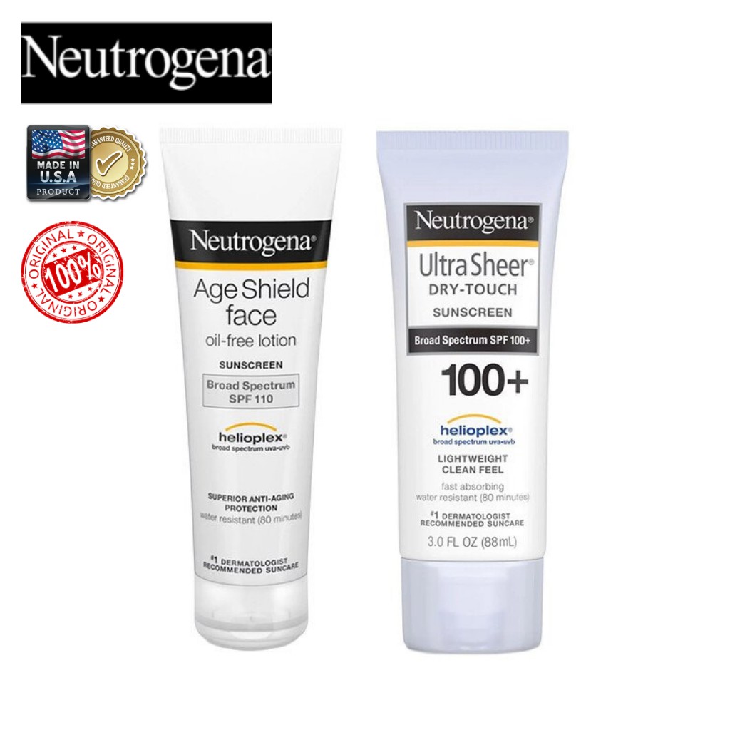 [พร้อมส่ง] ครีมกันแดด Neutrogena นูโทรจีนา, Age Shield Face SPF 110 (88 ml) &amp; Dry-Touch Sunscreen SPF 100+ (88 ml)