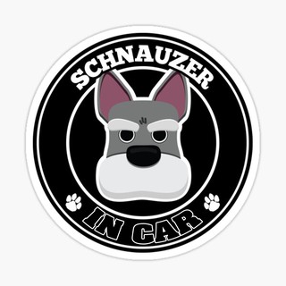 สติ๊กเกอร์ติดรถ แต่งรถ สติ๊กเกอร์ แม่เหล็กติดรถยนตร์ สติ๊กเกอร์หมา Schnauzer in Car  - DGC6