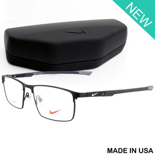 Nike แว่นตา รุ่น 7678 C-3 สีดำขาเทา กรอบเต็ม ขาสปริง วัสดุ สแตนเลส สตีล Eyewear Top Glasses Made in USA