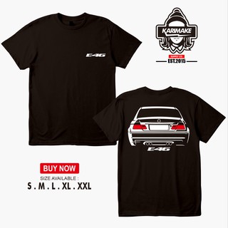 เสื้อยืดผ้าฝ้ายพิมพ์ลายแฟชั่น เสื้อยืด พิมพ์ลายรถยนต์ Bmw E46 REAR