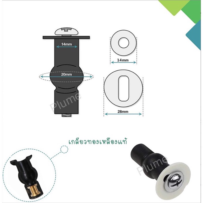 (ส่งไว) น็อตยึดฝาชักโครก สีดำ น๊อตฝาชักโครก อะไหล่ฝาชักโครก - รูปที่ 3