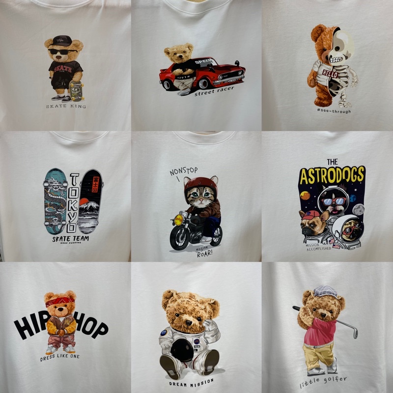 แขนสั้นพิมพ์ลาย✲PUNK BERRYเสื้อยืดคอกลม unisex พิมพ์ลาย มี 12 ลาย