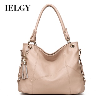 IELGY กระเป๋าผู้หญิงกระเป๋าแฟชั่นยุโรปและอเมริกาหนังวัวพู่คว…