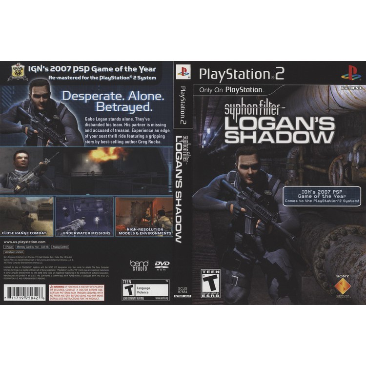 SYPHON FILTER LOGAN'S SHADOW [PS2 US : DVD5 1 Disc]