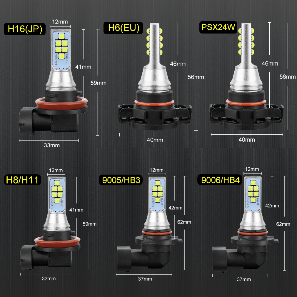 2Pcs H8 H11 HB4 HB3 H27 Led 880 881 P13W Led Bulb PSX26W H27W H16 5202 ...