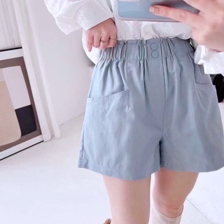 กางเกงขาสั้นผ้าคอตตอน FINE DOUBLE BUTTONS POCKET SHORTS