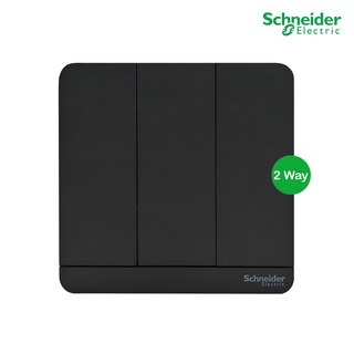 Schneider Electric สวิตช์ไฟสองทาง 3 ช่อง, 2 Way Switch 16AX, 250V, 8.6x8.6x1cm. สีดำ รุ่น AvatarOn E - E8333L2_DG_G5