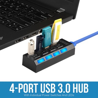 KDQ1 USB 3.0 Hub 4 พอร์ท Speed 5Gbps มีสวิทช์ เปิด / ปิด คอมพิวเตอร์ แล็ปท็อป