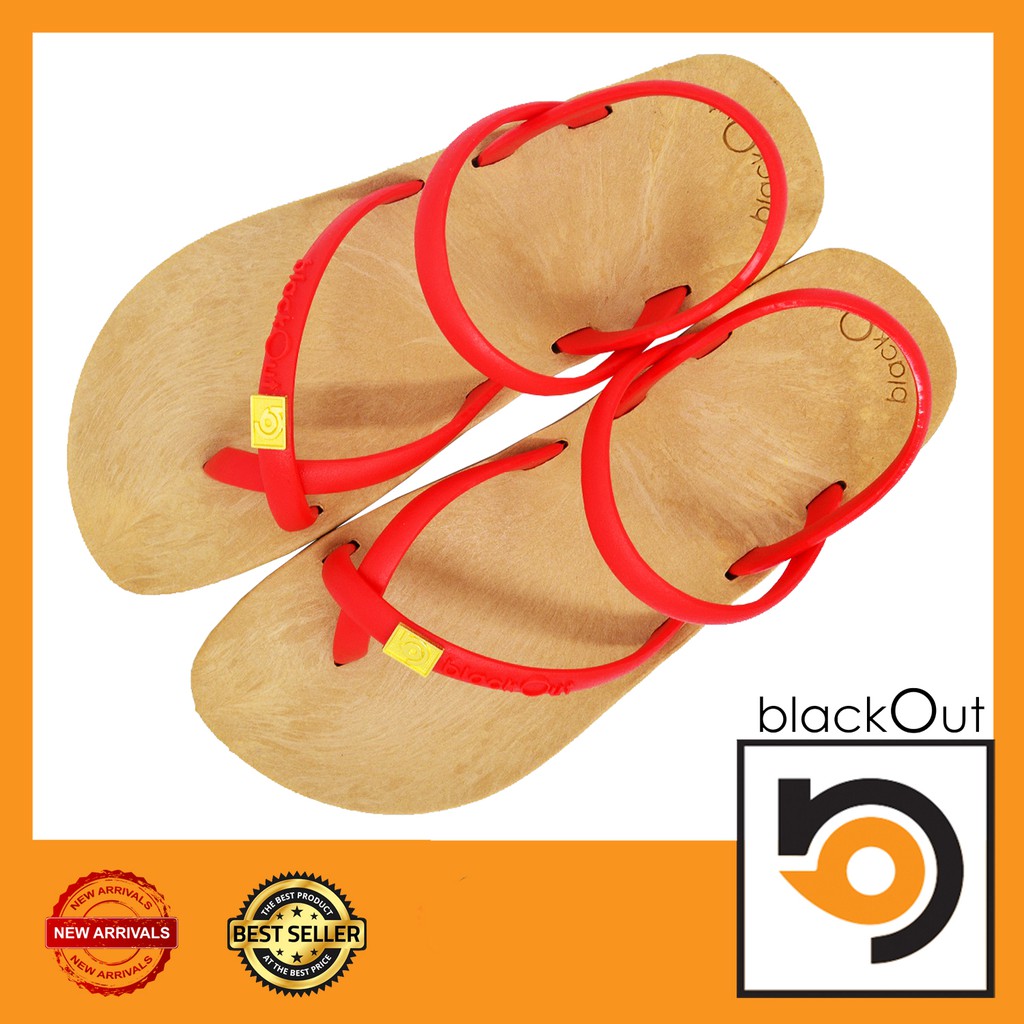 🔰 BlackOut Toeloopslingback 🔰 รองเท้าแตะ คีบโป้งรัดส้น กันลื่น เบาสบาย พื้นทอง(หูแดง)