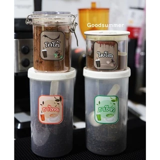 สติกเกอร์PPติดกระปุกผงชา ผงกาแฟ สุดน่ารัก กันน้ำ มันเงา สุดน่ารัก