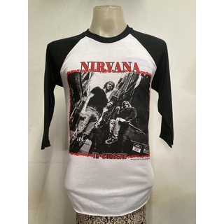 เสื้อวง แขนสามส่วน Nirvana สไตล์วินเทจ