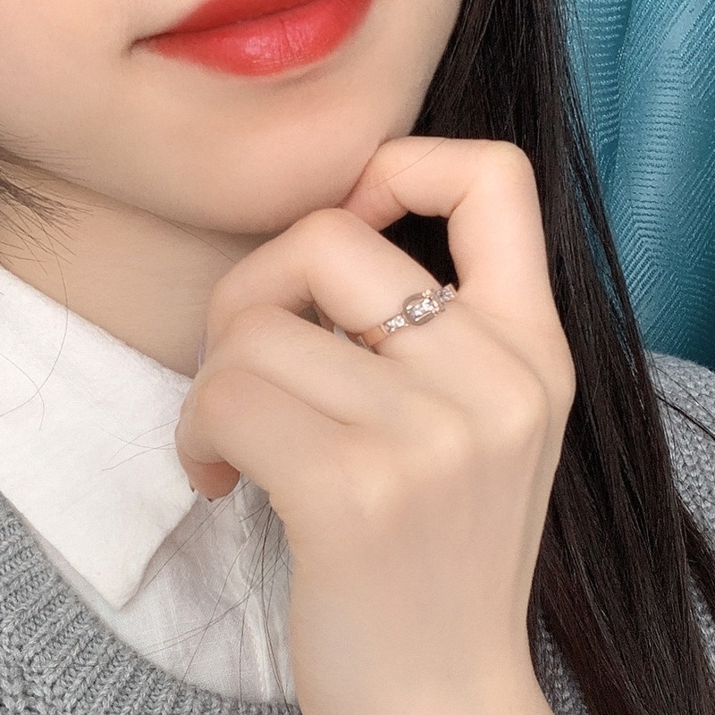 แหวนสเตนเลส ไทเทเนียม ประดับเพชร เข้ากับทุกการแต่งกาย แฟชั่นเรียบง่าย สําหรับผู้หญิง - รูปที่ 4