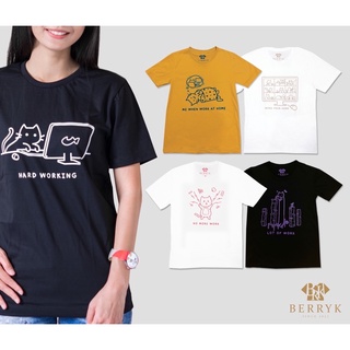 เสื้อยืด ผ้าคอตตอน100%เกรดพรีเมี่ยม นุ่มใส่สบาย ระบายอากาศดี  คอลเลคชั่นCAT WORK