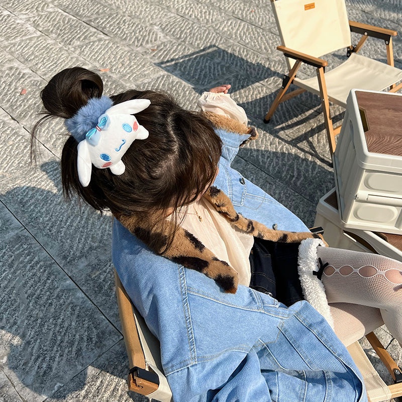 SANRIO ยางรัดผม ผ้ากํามะหยี่ขนนิ่ม ขนาดใหญ่ ลายการ์ตูนเมโลดี้ แฟชั่นฤดูใบไม้ร่วง และฤดูหนาว สไตล์เกาหลี - รูปที่ 2