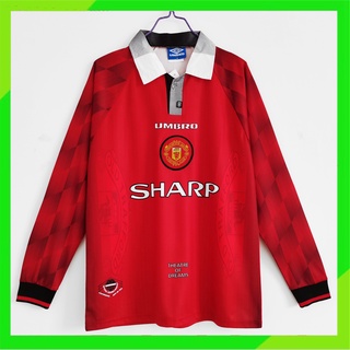 เสื้อกีฬาแขนยาว ลายทีมชาติฟุตบอล MU 96-97 Man Utd ชุดเหย้า สไตล์เรโทร สําหรับผู้ชาย