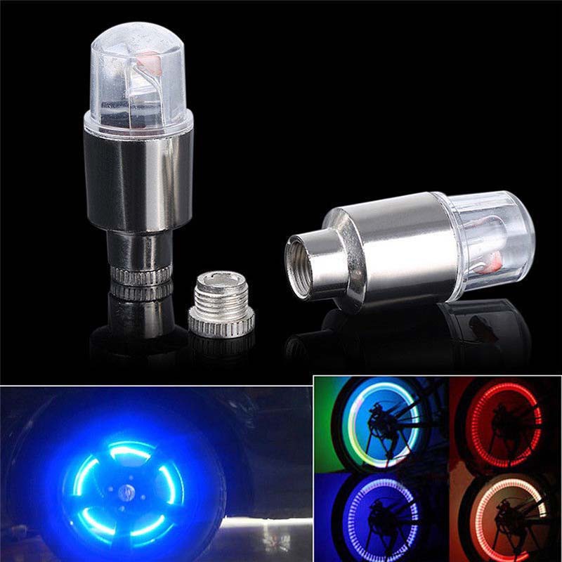 Bike Car Motorcycle Wheel Tire Tyre Valve Cap Spoke Neon LED Flash Light Lamp 2x