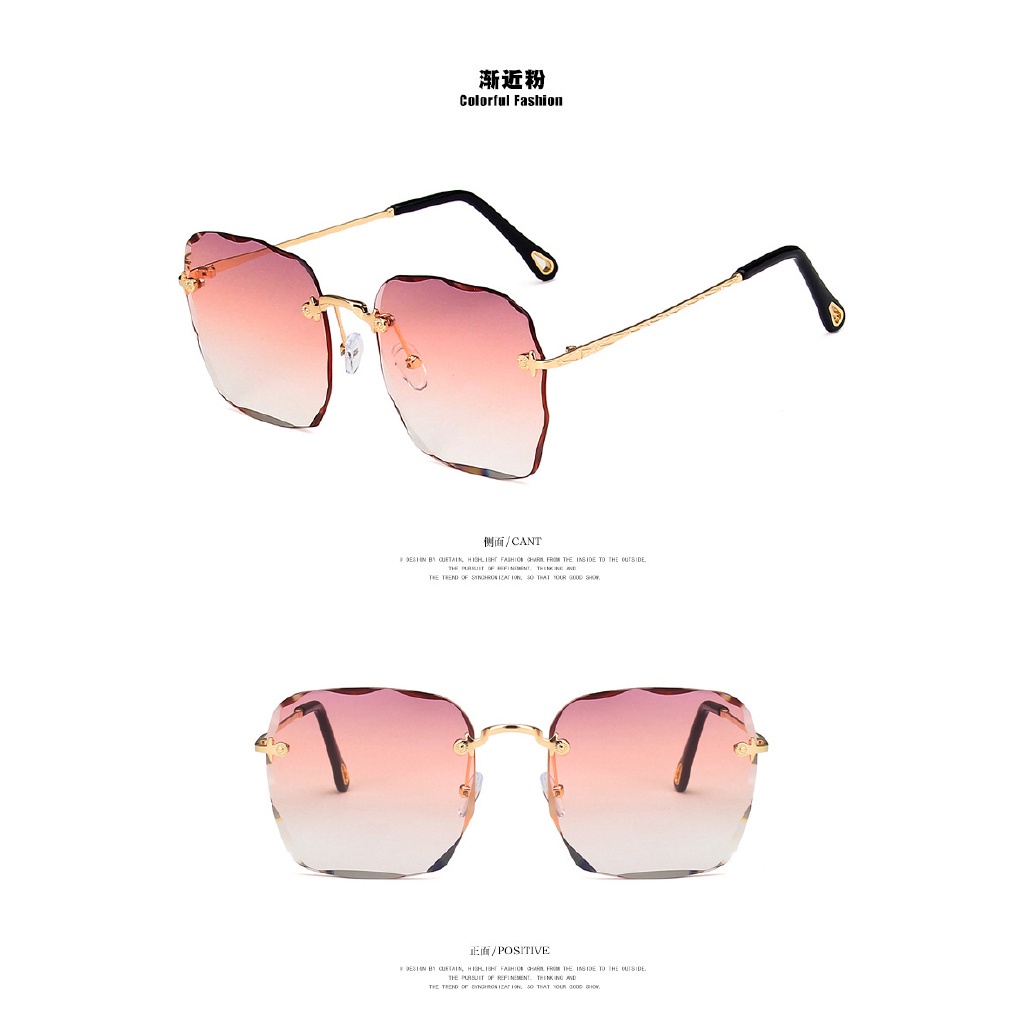 🔥ลด 50% ใส่โค้ด INCLZ11🔥 Rabbit mall แว่นตากันแดด กรอบเหลี่ยม ไร้ขอบ ป้องกัน UV400 - รูปที่ 7