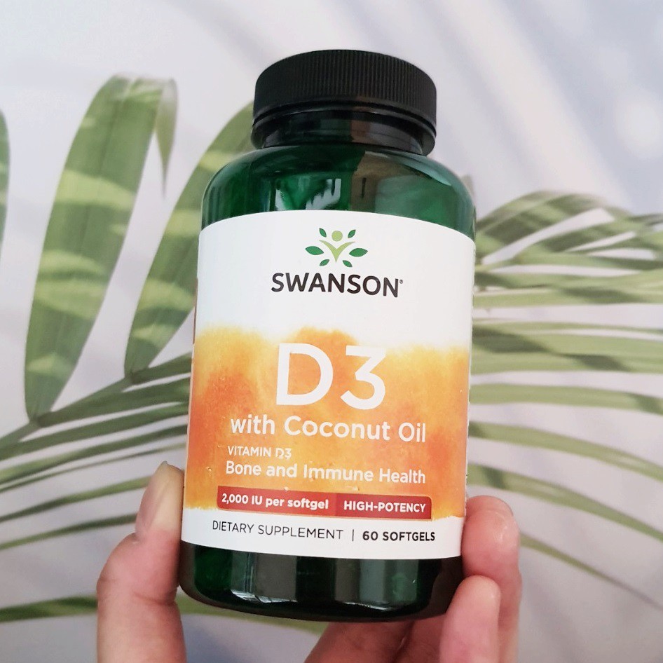 วิตามินดี3 กับ น้ำมันมะพร้าว Vitamin D-3 with Coconut Oil, 2,000 IU 60 Softgels (Swanson®) D3 D 3