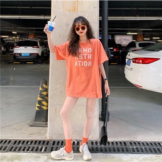 anna🍭2229เสื้อยืดคอกลม oversize สีสดใส สไตล์เกาหลีน่ารัก เสื้อยืดนิ่ม แขนสั้นแฟชั่น เนื้อผ้าดี