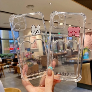 เคสโทรศัพท์มือถือแบบนิ่ม Tpu กันกระแทก พร้อมช่องใส่บัตร ลายกระต่าย หมีน่ารัก สําหรับ Vivo Y21 2021 Y33S Y21S Y17 Y15 Y12 Y11 Y12I Y20S G Y20 Y12S Y20I Y20S Y12A Y11S Y20A Y20G Y30G A22 A32 A52 A72 A51 A03S A12 M12